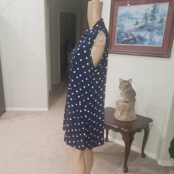 Beachlunchlounge m flowy viscose shirt dress bubbling love hearts sleeveless - Picture 4 of 7